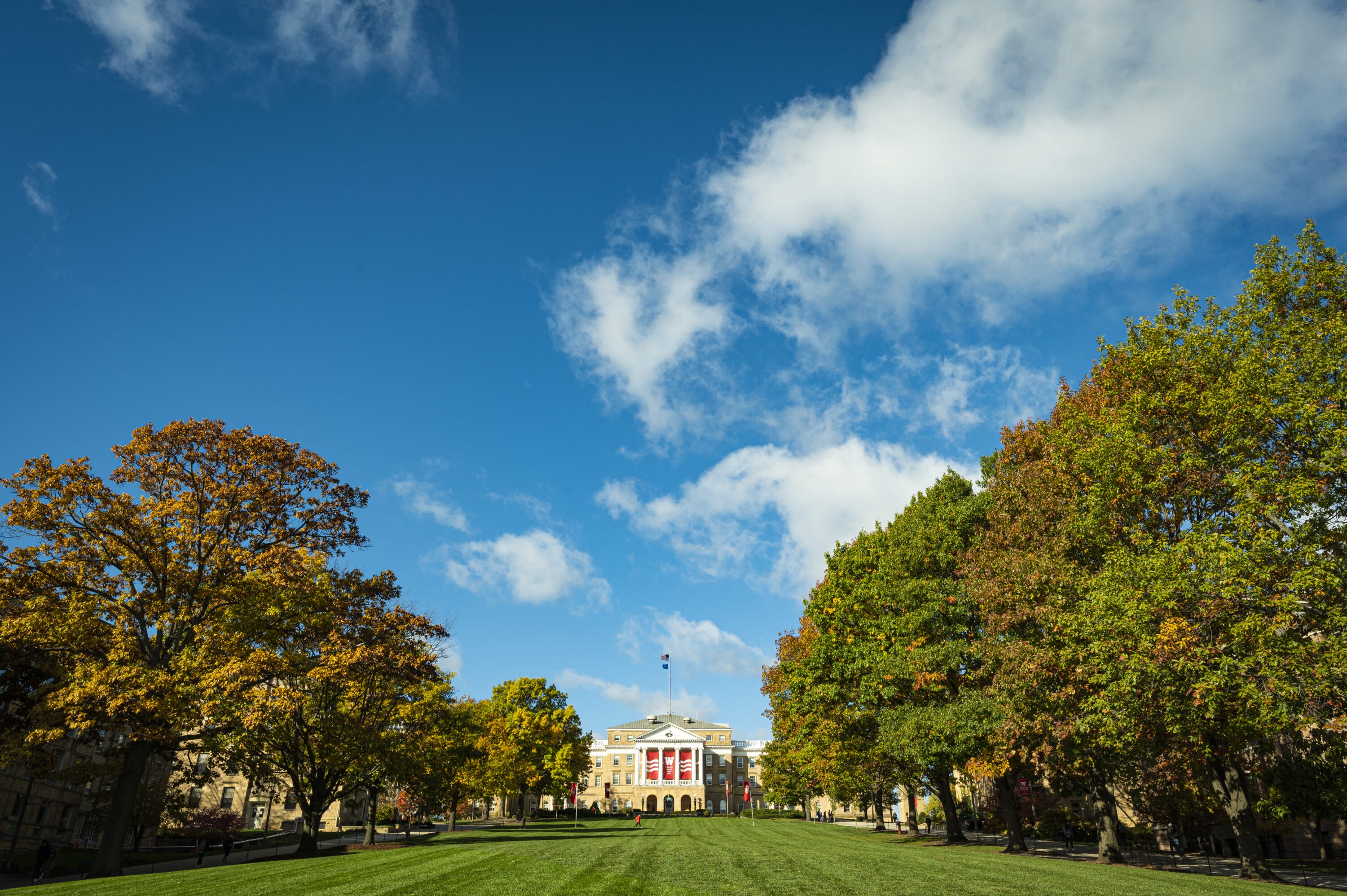 Long front shot of Bascom Hall.