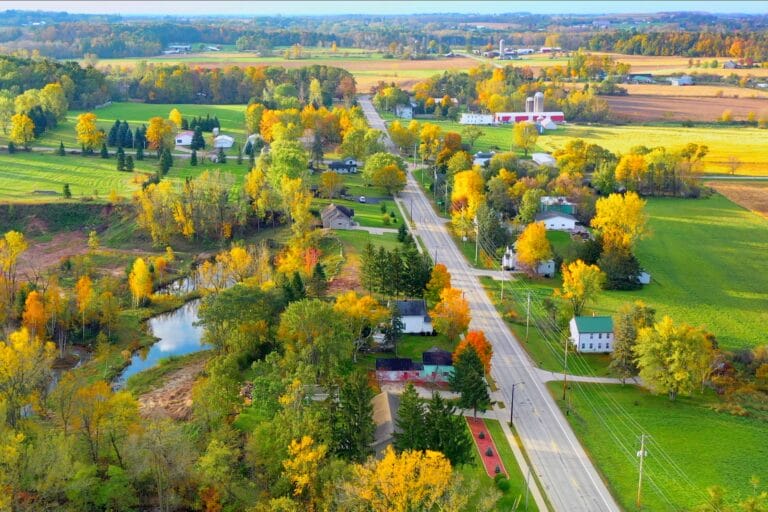 Aerial view of a Madison, Wisconsin neighborhood