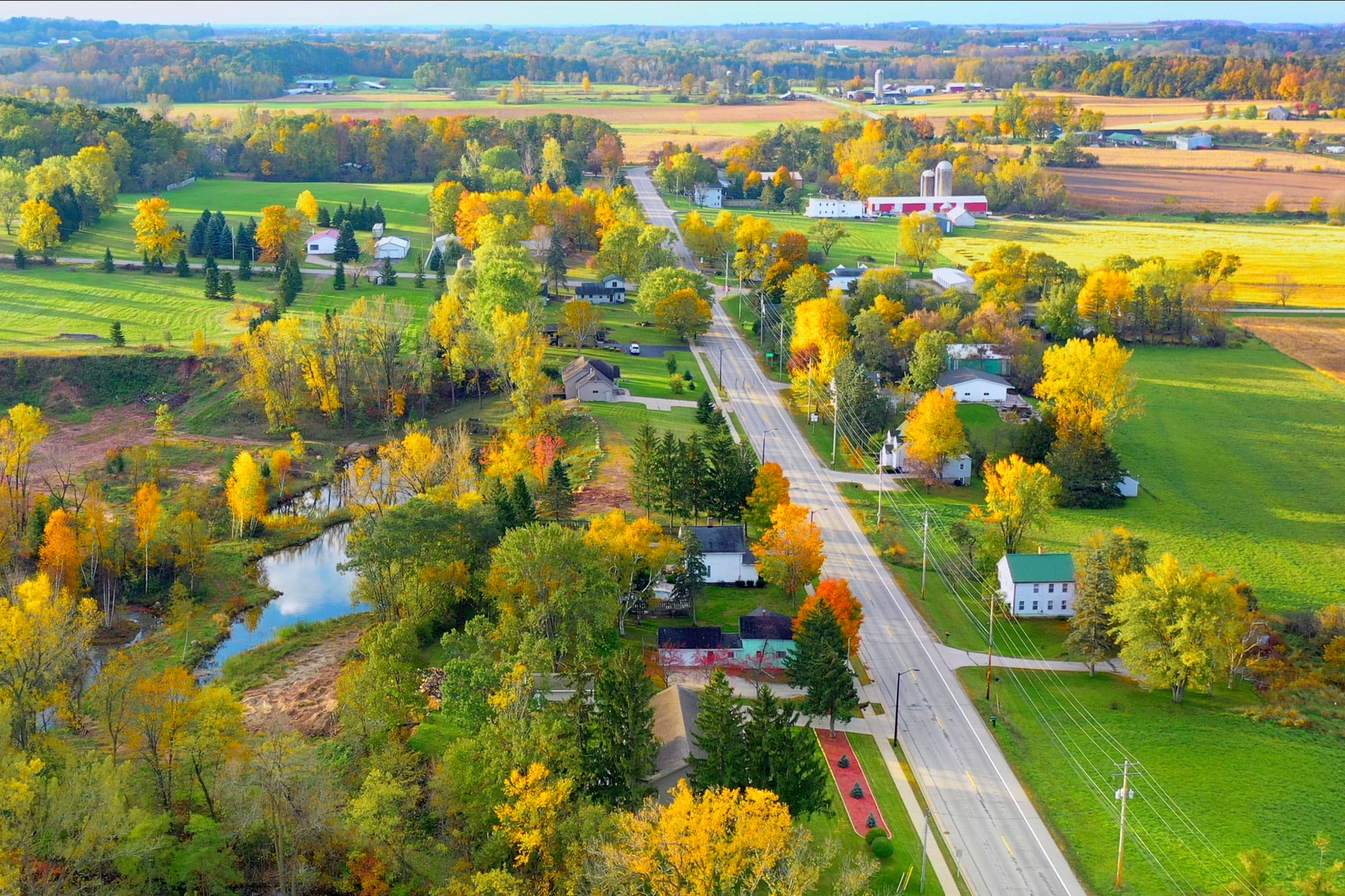Aerial view of a Madison, Wisconsin neighborhood